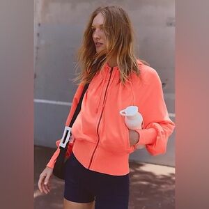 NWT! Free People FP Movement Prep Zip Up Neon Coral Activewear Outdoor Large